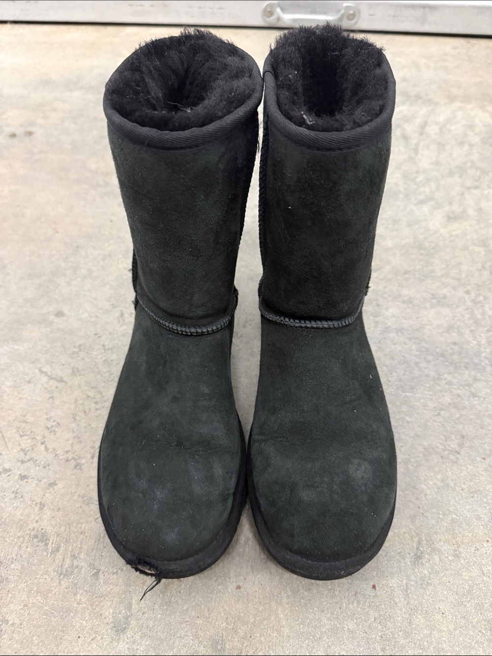 UGG Black Suede Shearling Mid-Calf Boots
